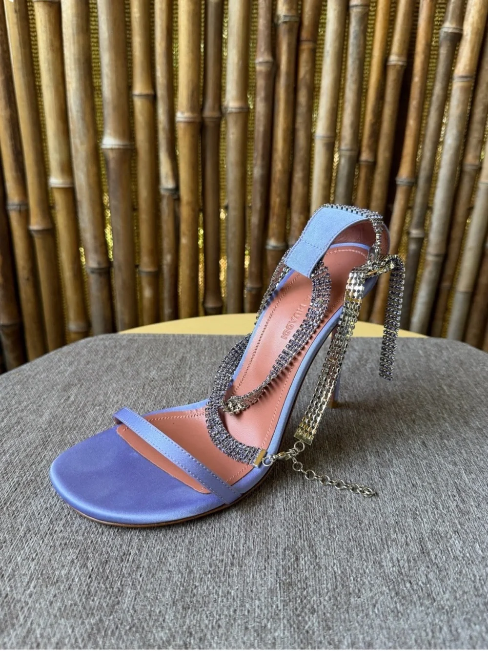 AMINA MUADDI Giorgia Crystal-Embellished Satin Sandals